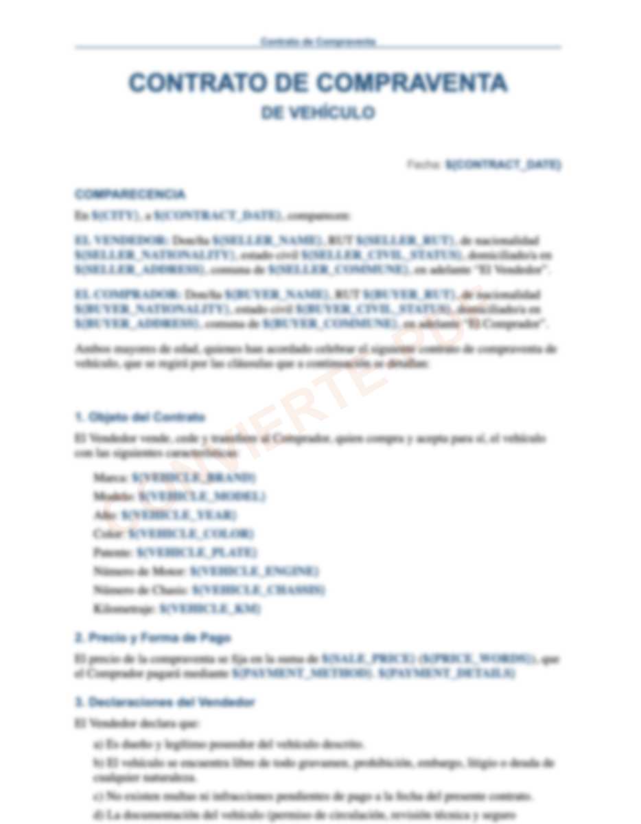 Contrato de Compraventa de Vehículo